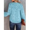 imageDokotoo Womens Casual V Neck Alicia Floral Print Smocked Long Sleeve Chiffon Blouses Bohemian Top ShirtsLight Blue