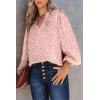 imageDokotoo Womens Casual V Neck Alicia Floral Print Smocked Long Sleeve Chiffon Blouses Bohemian Top ShirtsLight Pink