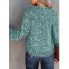 imageDokotoo Womens Casual V Neck Alicia Floral Print Smocked Long Sleeve Chiffon Blouses Bohemian Top ShirtsMineral Blue