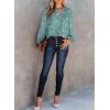 imageDokotoo Womens Casual V Neck Alicia Floral Print Smocked Long Sleeve Chiffon Blouses Bohemian Top ShirtsMineral Blue