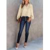 imageDokotoo Womens Casual V Neck Alicia Floral Print Smocked Long Sleeve Chiffon Blouses Bohemian Top ShirtsParchment