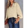 imageDokotoo Womens Casual V Neck Alicia Floral Print Smocked Long Sleeve Chiffon Blouses Bohemian Top ShirtsParchment