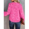 imageDokotoo Womens Casual V Neck Alicia Floral Print Smocked Long Sleeve Chiffon Blouses Bohemian Top ShirtsPink