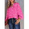 imageDokotoo Womens Casual V Neck Alicia Floral Print Smocked Long Sleeve Chiffon Blouses Bohemian Top ShirtsPink