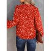 imageDokotoo Womens Casual V Neck Alicia Floral Print Smocked Long Sleeve Chiffon Blouses Bohemian Top ShirtsRacing Red