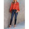 imageDokotoo Womens Casual V Neck Alicia Floral Print Smocked Long Sleeve Chiffon Blouses Bohemian Top ShirtsRacing Red