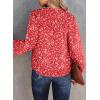 imageDokotoo Womens Casual V Neck Alicia Floral Print Smocked Long Sleeve Chiffon Blouses Bohemian Top ShirtsRed