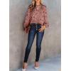 imageDokotoo Womens Casual V Neck Alicia Floral Print Smocked Long Sleeve Chiffon Blouses Bohemian Top ShirtsRose Pink