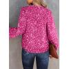 imageDokotoo Womens Casual V Neck Alicia Floral Print Smocked Long Sleeve Chiffon Blouses Bohemian Top ShirtsRose Red