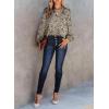 imageDokotoo Womens Casual V Neck Alicia Floral Print Smocked Long Sleeve Chiffon Blouses Bohemian Top ShirtsSimply Taupe
