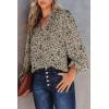 imageDokotoo Womens Casual V Neck Alicia Floral Print Smocked Long Sleeve Chiffon Blouses Bohemian Top ShirtsSimply Taupe