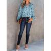 imageDokotoo Womens Casual V Neck Alicia Floral Print Smocked Long Sleeve Chiffon Blouses Bohemian Top ShirtsSky Blue