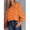 imageDokotoo Womens Casual V Neck Alicia Floral Print Smocked Long Sleeve Chiffon Blouses Bohemian Top ShirtsVitality Orange