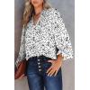 imageDokotoo Womens Casual V Neck Alicia Floral Print Smocked Long Sleeve Chiffon Blouses Bohemian Top ShirtsWhite