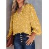 imageDokotoo Womens Casual V Neck Alicia Floral Print Smocked Long Sleeve Chiffon Blouses Bohemian Top ShirtsYellow