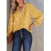 imageDokotoo Womens Casual V Neck Alicia Floral Print Smocked Long Sleeve Chiffon Blouses Bohemian Top ShirtsYellow