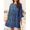 imageDokotoo Womens Fall Dress 2025 Long Sleeve Babydoll Mini Dress Floral Flowy Boho DressesBlue