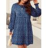 imageDokotoo Womens Fall Dress 2025 Long Sleeve Babydoll Mini Dress Floral Flowy Boho DressesBlue