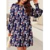imageDokotoo Womens Fall Dress 2025 Long Sleeve Babydoll Mini Dress Floral Flowy Boho DressesFloralblue