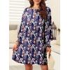 imageDokotoo Womens Fall Dress 2025 Long Sleeve Babydoll Mini Dress Floral Flowy Boho DressesFloralblue