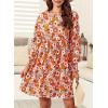 imageDokotoo Womens Fall Dress 2025 Long Sleeve Babydoll Mini Dress Floral Flowy Boho DressesFloralorange