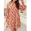 imageDokotoo Womens Fall Dress 2025 Long Sleeve Babydoll Mini Dress Floral Flowy Boho DressesFloralorange