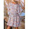 imageDokotoo Womens Fall Dress 2025 Long Sleeve Babydoll Mini Dress Floral Flowy Boho DressesFloralwhite