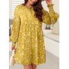 imageDokotoo Womens Fall Dress 2025 Long Sleeve Babydoll Mini Dress Floral Flowy Boho DressesFloralyellow