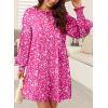 imageDokotoo Womens Fall Dress 2025 Long Sleeve Babydoll Mini Dress Floral Flowy Boho DressesPink