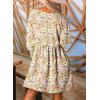 imageDokotoo Womens Fall Dress 2025 Long Sleeve Babydoll Mini Dress Floral Flowy Boho DressesWhite