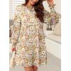 imageDokotoo Womens Fall Dress 2025 Long Sleeve Babydoll Mini Dress Floral Flowy Boho DressesWhite