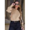 imageDokotoo Womens Ribbed Knit Long Lantern Sleeves Sweater Crewneck Casual Slim Fit Pullover Jumper TopsA Apricot