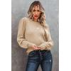 imageDokotoo Womens Ribbed Knit Long Lantern Sleeves Sweater Crewneck Casual Slim Fit Pullover Jumper TopsA Apricot