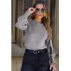 imageDokotoo Womens Ribbed Knit Long Lantern Sleeves Sweater Crewneck Casual Slim Fit Pullover Jumper TopsA Gray