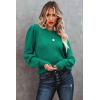 imageDokotoo Womens Ribbed Knit Long Lantern Sleeves Sweater Crewneck Casual Slim Fit Pullover Jumper TopsA Green