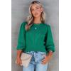 imageDokotoo Womens Ribbed Knit Long Lantern Sleeves Sweater Crewneck Casual Slim Fit Pullover Jumper TopsA Green