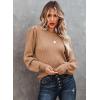 imageDokotoo Womens Ribbed Knit Long Lantern Sleeves Sweater Crewneck Casual Slim Fit Pullover Jumper TopsA Khaki