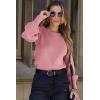 imageDokotoo Womens Ribbed Knit Long Lantern Sleeves Sweater Crewneck Casual Slim Fit Pullover Jumper TopsA Light Pink
