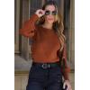imageDokotoo Womens Ribbed Knit Long Lantern Sleeves Sweater Crewneck Casual Slim Fit Pullover Jumper TopsA Orange