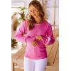 imageDokotoo Womens Ribbed Knit Long Lantern Sleeves Sweater Crewneck Casual Slim Fit Pullover Jumper TopsA Pink