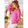 imageDokotoo Womens Ribbed Knit Long Lantern Sleeves Sweater Crewneck Casual Slim Fit Pullover Jumper TopsA Pink