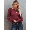 imageDokotoo Womens Ribbed Knit Long Lantern Sleeves Sweater Crewneck Casual Slim Fit Pullover Jumper TopsA Red