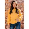 imageDokotoo Womens Ribbed Knit Long Lantern Sleeves Sweater Crewneck Casual Slim Fit Pullover Jumper TopsA Yellow