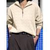 imageDokotoo Womens Sweaters 2025 Fall Winter Quarter Zip Casual Ribbed Knitwear PulloverBeige