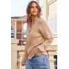 imageDokotoo Womens Sweaters 2025 Fall Winter Quarter Zip Casual Ribbed Knitwear PulloverParchment