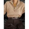 imageDokotoo Womens Sweaters 2025 Fall Winter Quarter Zip Casual Ribbed Knitwear PulloverParchment