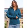 imageDokotoo Womens Sweaters 2025 Fall Winter Quarter Zip Casual Ribbed Knitwear PulloverPeacock Blue