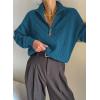imageDokotoo Womens Sweaters 2025 Fall Winter Quarter Zip Casual Ribbed Knitwear PulloverPeacock Blue