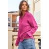 imageDokotoo Womens Sweaters 2025 Fall Winter Quarter Zip Casual Ribbed Knitwear PulloverRose Red