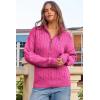 imageDokotoo Womens Sweaters 2025 Fall Winter Quarter Zip Casual Ribbed Knitwear PulloverRose Red